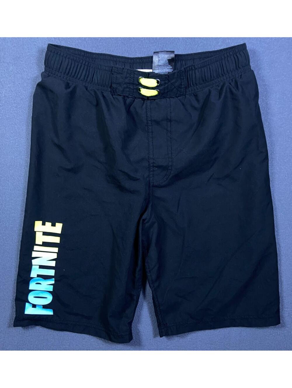 Boy's Fortnite XL Black Swim Trunks Board Shorts Elastic Waist Mad Engine 28x9